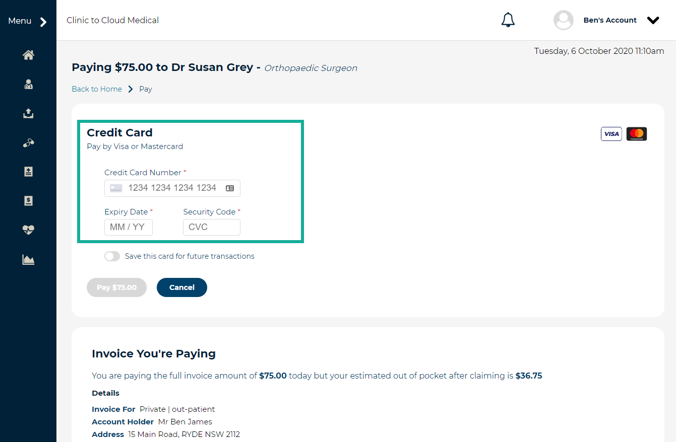 4a. fill in card details