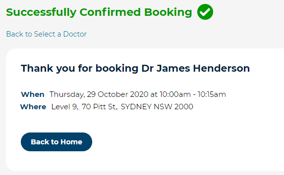 Appt Successfully Booked