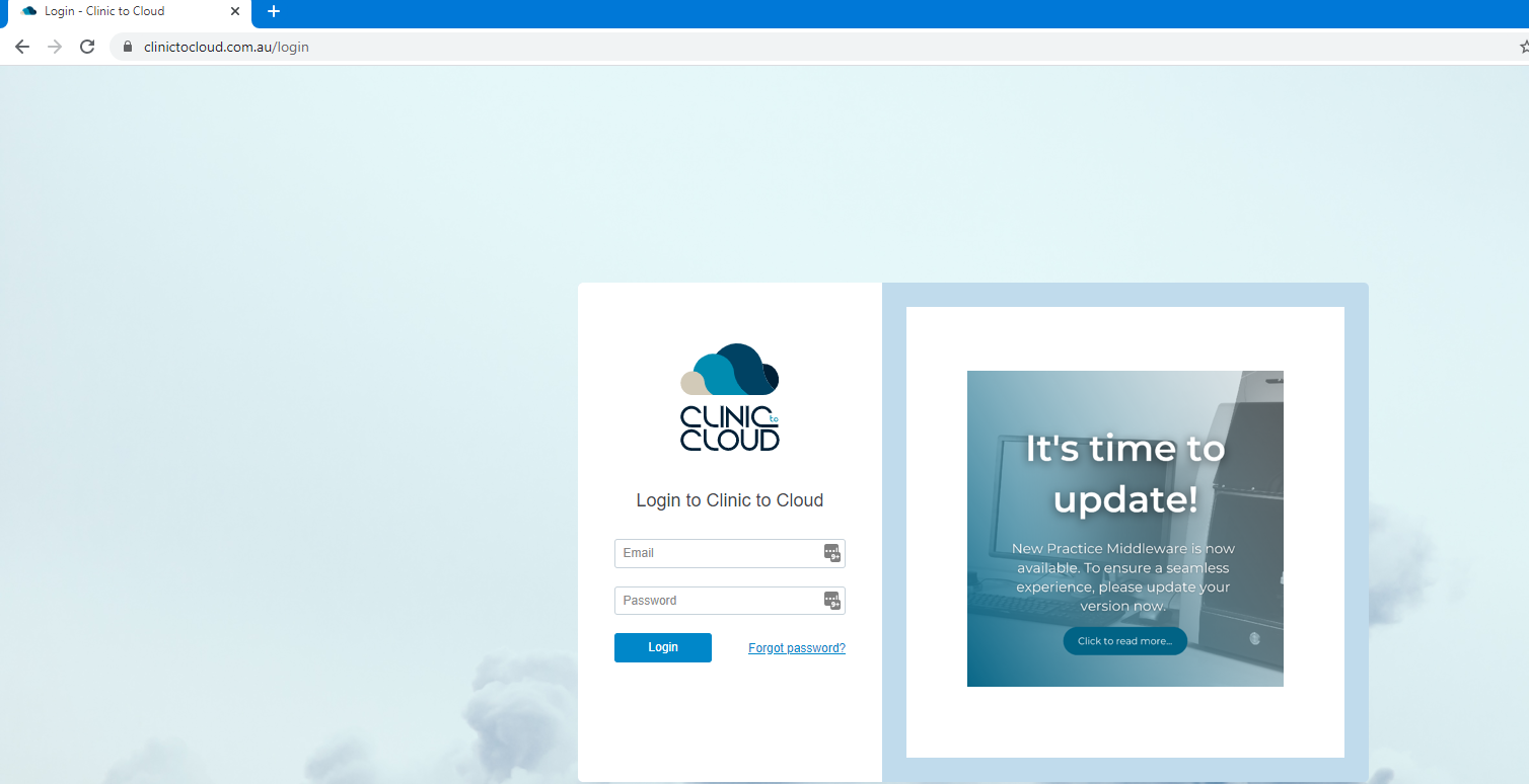 Login page