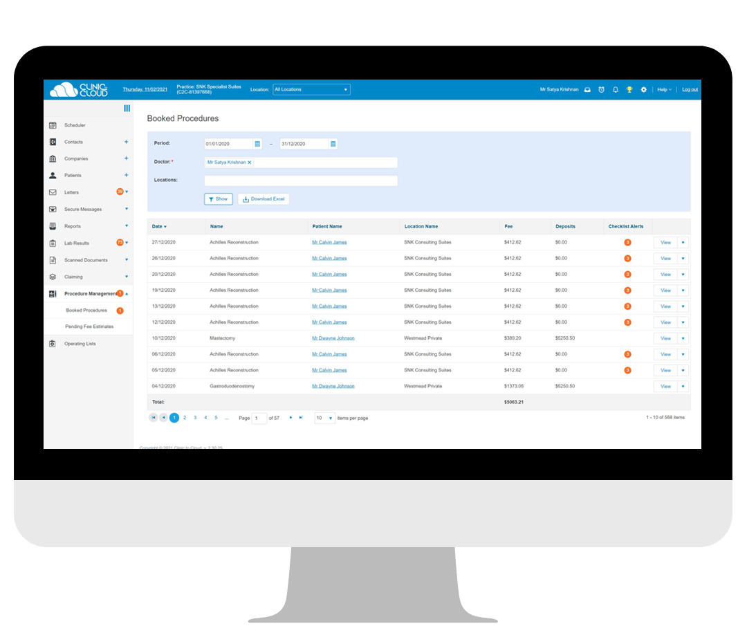 Product Mockup - Booked Procedures